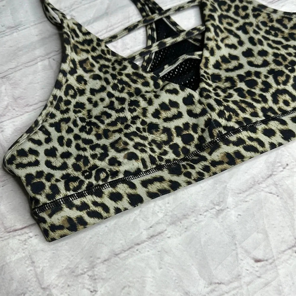 ZYIA Active Brilliant Grid Mesh Back Sports Bra Leopard Print Women’s S - Picture 3 of 4